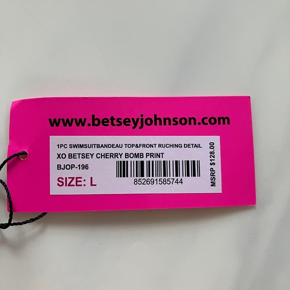 NEW w/ Tags Betsey Johnson 1-Pc Bathing Suit Cherry Bomb Print L - Picture 6 of 7